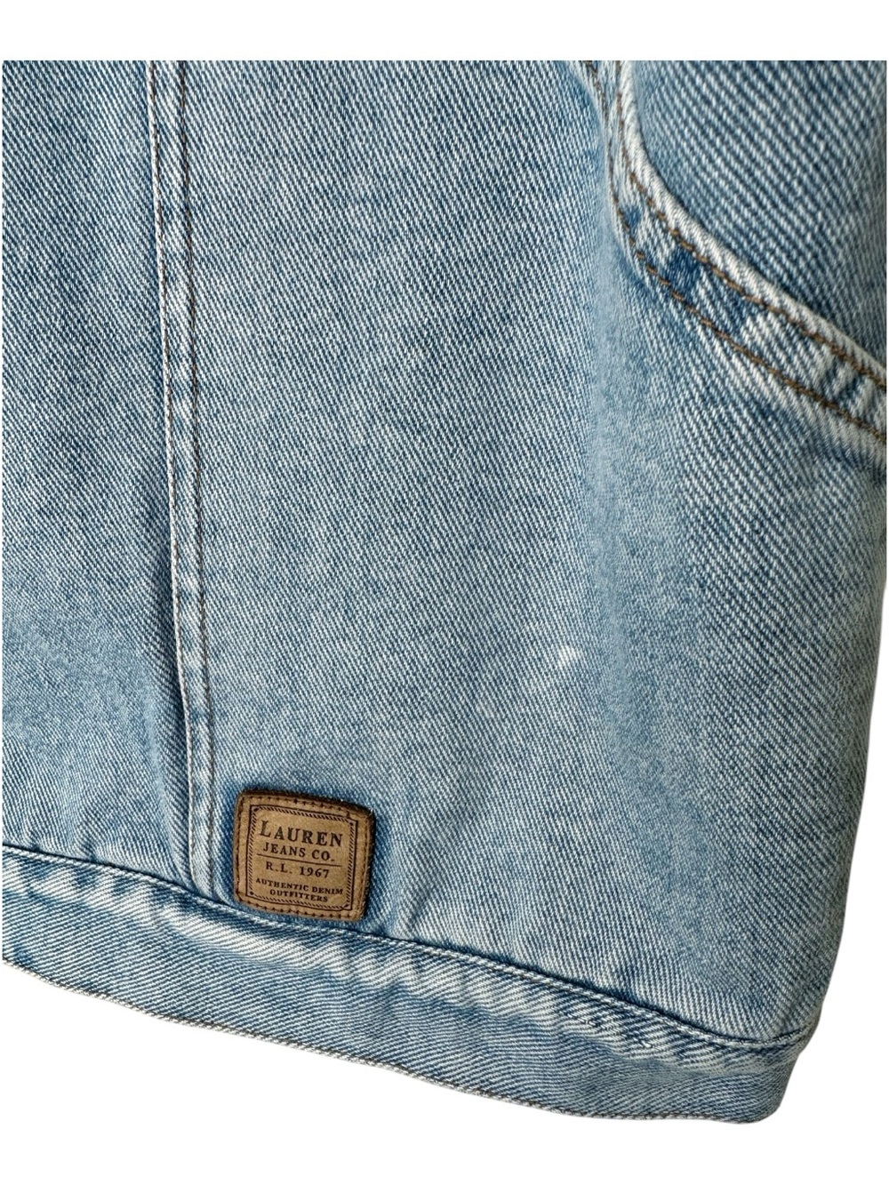 Vintage Lauren Ralph Lauren Blue Denim Vest Sherpa Lined Size 1X Western Preppy - Picture 4 of 14